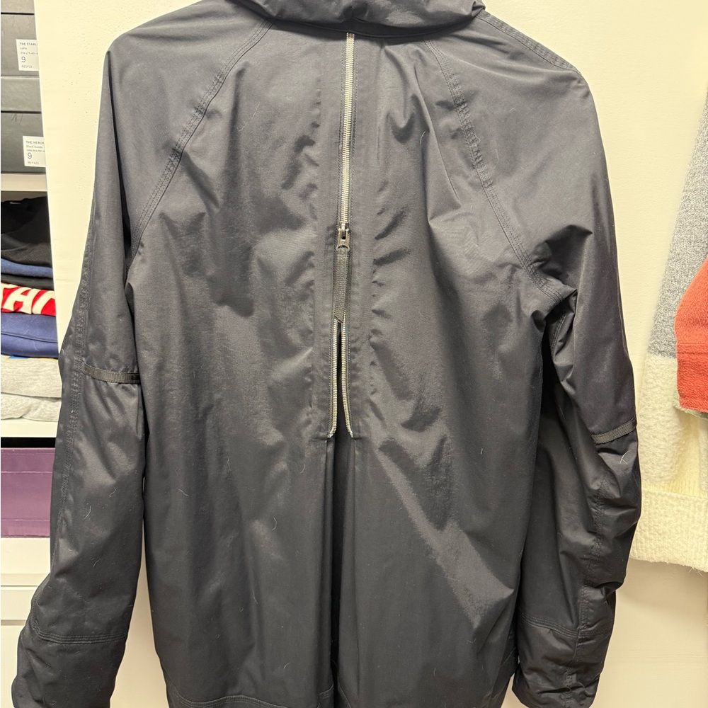 Women's Black Hooded Rain Jacket - Picture 3 of 4